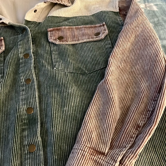 PRETTY NEW FALL 2024 DOKOTOO CORDUROY SHACKET JACKET L MULTIPLE COLORBLOCK - Picture 8 of 8